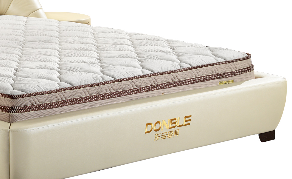 床頭豪華實木框架皮床，天然環保高回彈超力棉皮床，東莞皮床生產東寶床墊